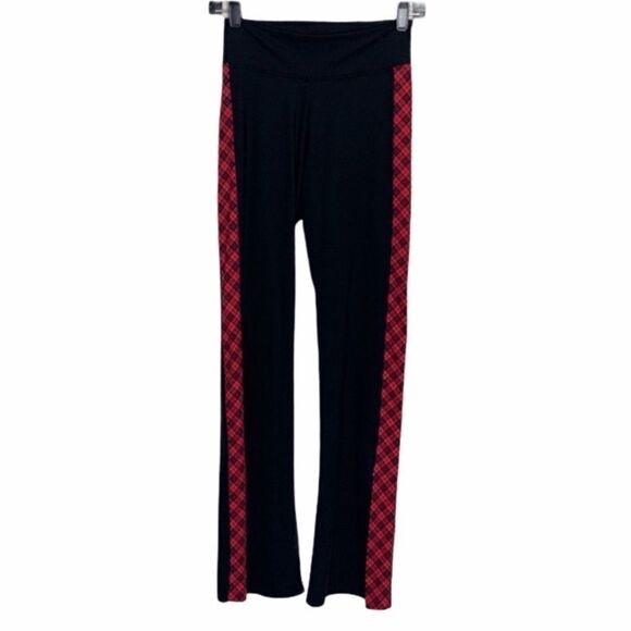 VS black plaid flare split hem pants checker print - Picture 2 of 6